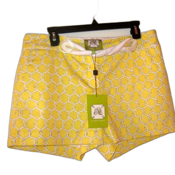 Elizabeth Mckay Size 10 Yellow/White Print Shorts NWT - Picture 1 of 6